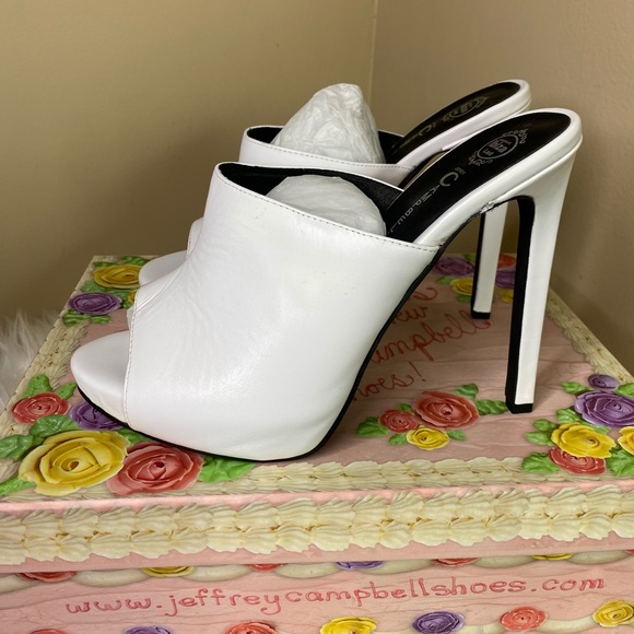 Jeffrey Campbell White Leather Mule Heels - Picture 3 of 12